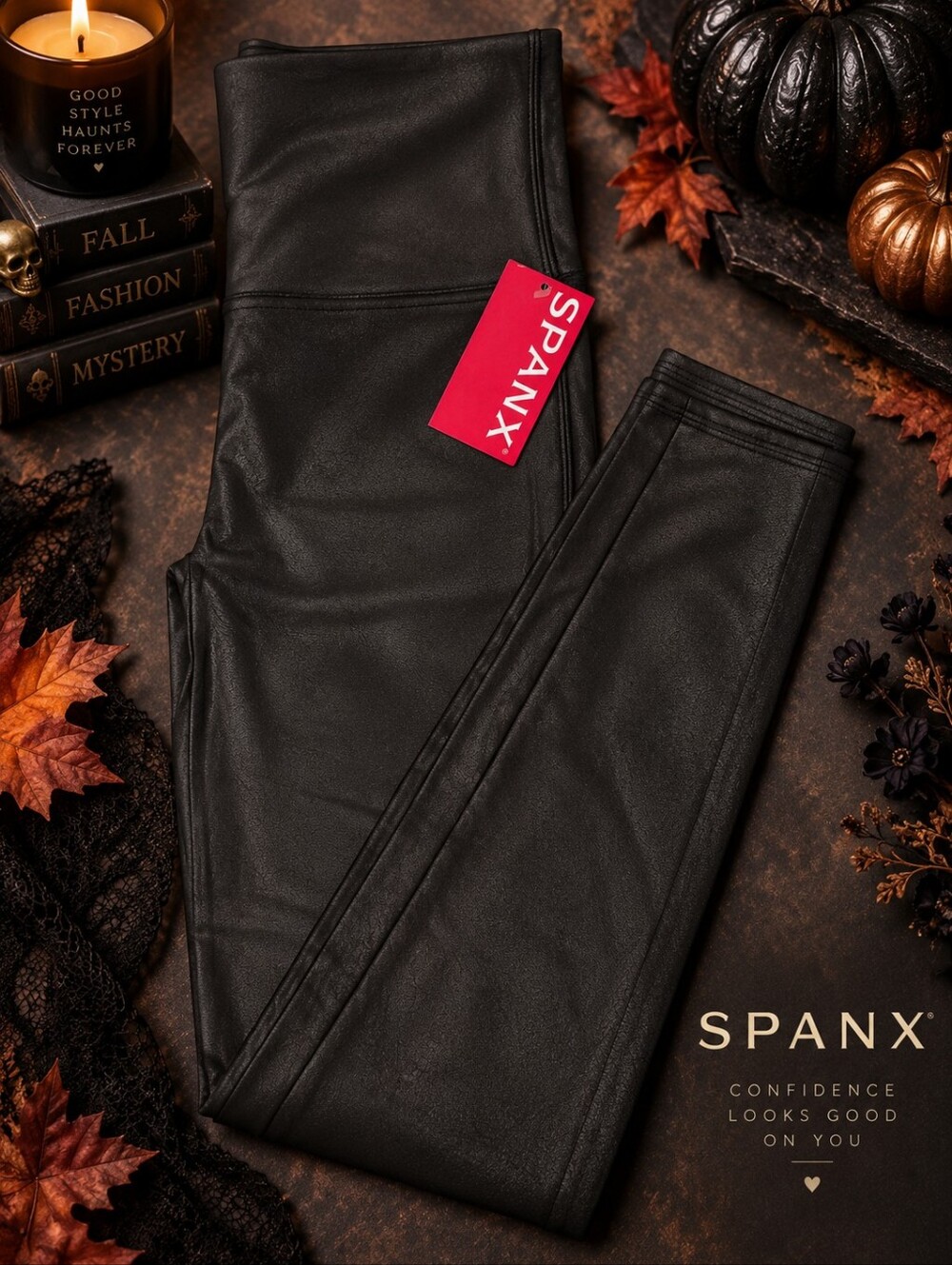 SPANX Faux Leather High Rise Leggings Black NWT Size L